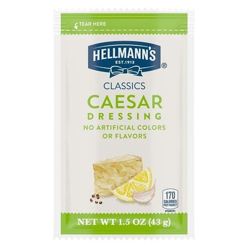1.5 oz, Pack 102 Hellmann's Classics Caesar Salad Dressing Portion Control Sachets Gluten Free, No Artificial Flavors