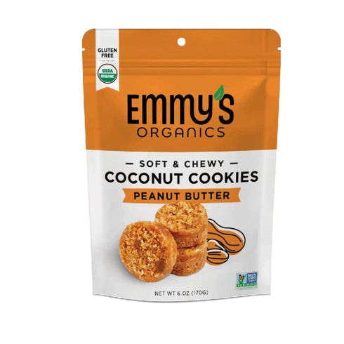 Emmy's 6 oz (Pack 2) Organics, Coconut Cookies - Peanut Butter, of | Gluten-Free Organic Cookies, Vegan, Paleo-Friendly