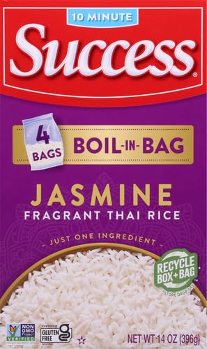 14-Ounce Success Boil-in-Bag Rice, Thai Jasmine Rice, Quick Rice Meals, Box