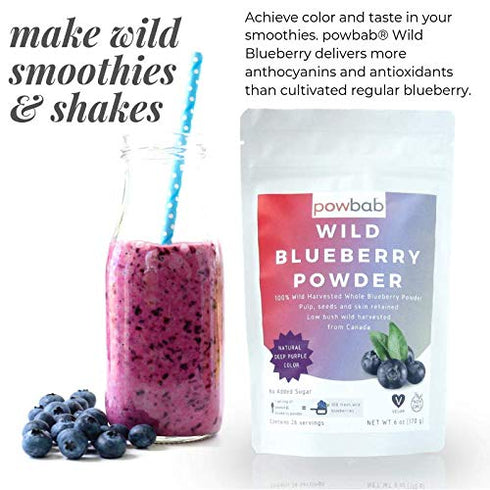 100% (6 oz). Bilberry. powbab Wild Blueberry Powder: Whole Wild Blueberries Canada Grown. Not from Freeze Dried