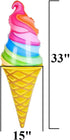 (33") (6 Pack) Zugar Land Rainbow Ice Cream Cone Inflates Vinyl. Colorful Large Huge Soft Ice Cream Swirl Display Decor