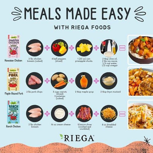 1 oz Packets, 8 Count Riega Ranch Chicken Seasoning Blend, Dry Spice Mix for Slow Cooker
