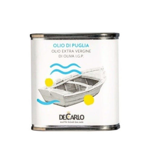 100ml (3.52oz). De Carlo. Extra Virgin Olive Oil. Olio di Puglia I.G.P.