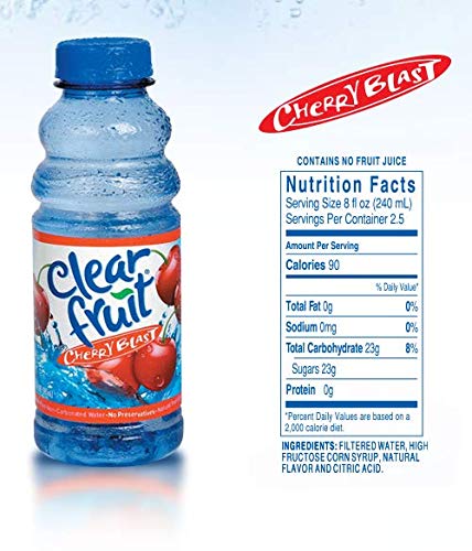 Clear Fruit 12 Pack 20 Water Ounce Bottles Non Carbonated Water Beverage (Cherry Blast)