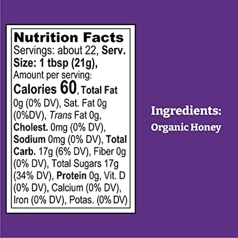 24-Ounce 100% 1 Pack Wholesome Sweeteners Organic Honey Bottle, Pure, Fair Trade Certified, Non GMO Project Verified