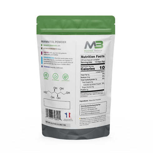 Mannitol Balance 1kg (2.2 lbs) The Original - Mannitol Powder - Natural Sugar Alternative Sweetener - Pure, Healthy