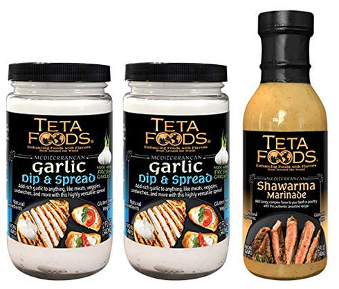 Teta Foods Assorted Selection of Middle Eastern Dressings and Marinades (2 Garlic