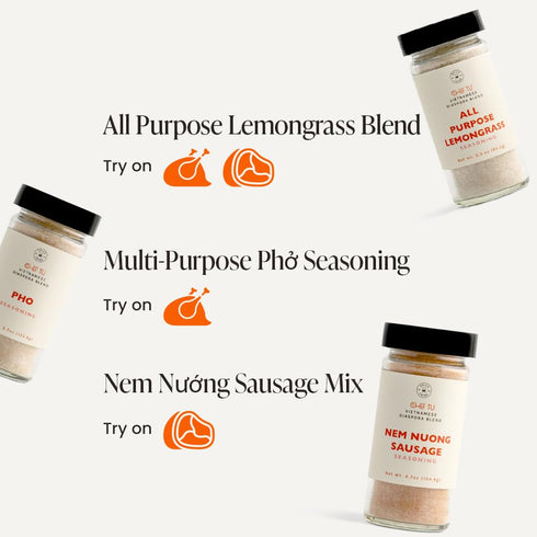 Set| 3 Pack SPICE TRIBE Vietnamese Spice Gift | Gift for Dad, Gift for Mom, Birthday Gift| Lemongrass, Pho & Sausage