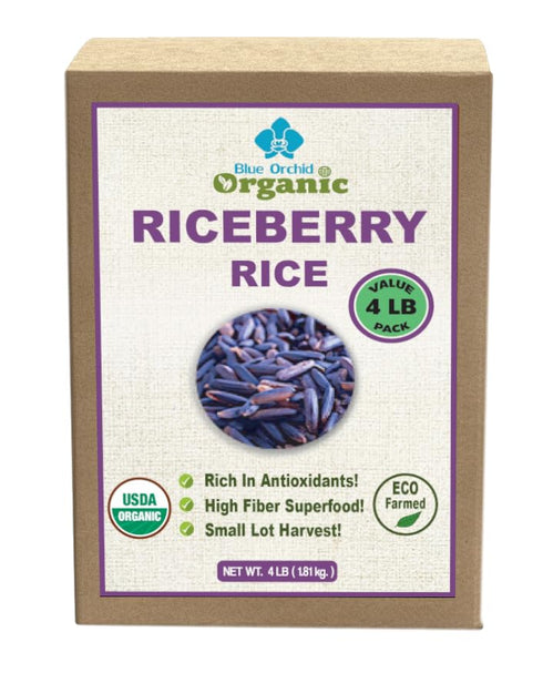 Organic Riceberry Rice - Purple Thai Black Jasmine Rice - USDA Certified