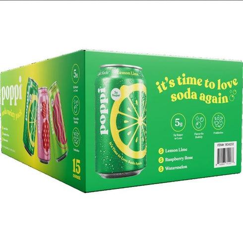 KD Chocolates Pack, 12 Popi Prebiotic Soda, Variety Fluid Ounce