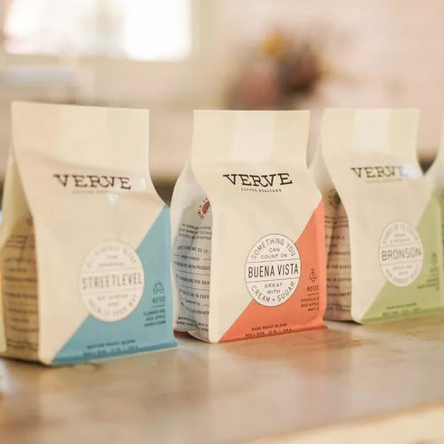 12oz Verve Coffee Roasters Whole Bean Coffee Bronson Blend | French Dark Roast, Direct Trade, Resealable Pouch | Enjoy
