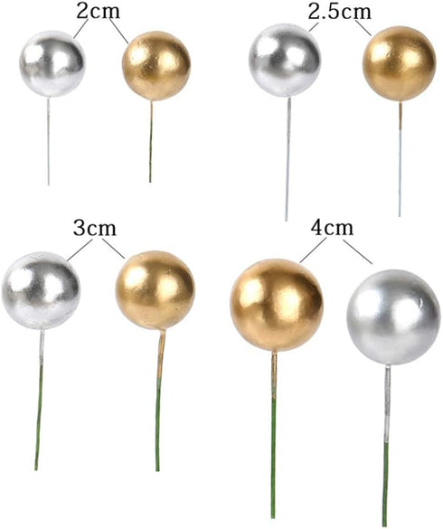 16pcs Ball Shaped Cake Topper Set, Pearl Ball DIY Cake Insert Topper for Party Birthday Baby Shower