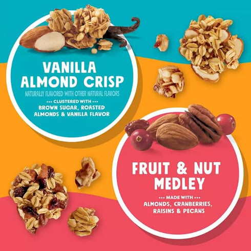 Generic Pack, 12 1.6 oz Packs (1 Pack) Granola Variety Vanilla Almond Crisp and Fruit & Nut Medley, Pouches, To Go