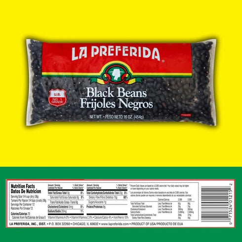 16 OZ (Pack 6) La Preferida Black Beans, Dry