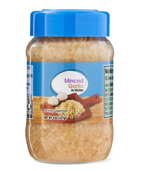 Generic Minced Garlic in Water, Ready-to-Use Jar, Fresh Flavor for Cooking, Sauces, Marinades