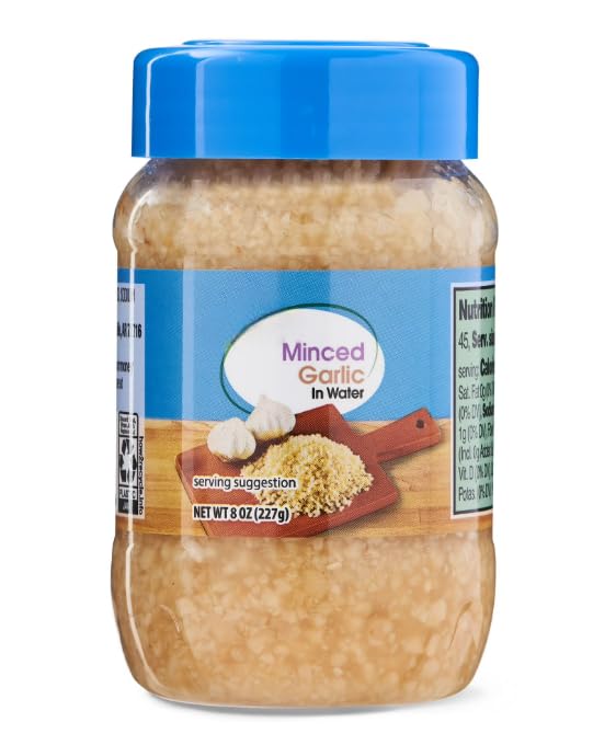 Generic Minced Garlic in Water, Ready-to-Use Jar, Fresh Flavor for Cooking, Sauces, Marinades