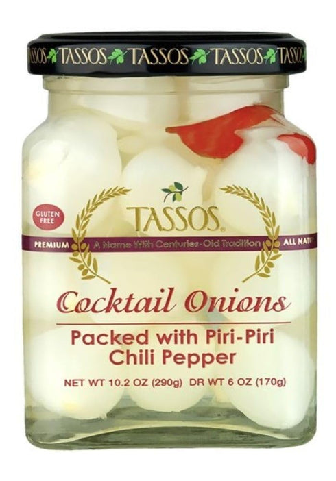 Tassos Piri Piri Cocktail Onions, Gluten Free, 10.2 OZ