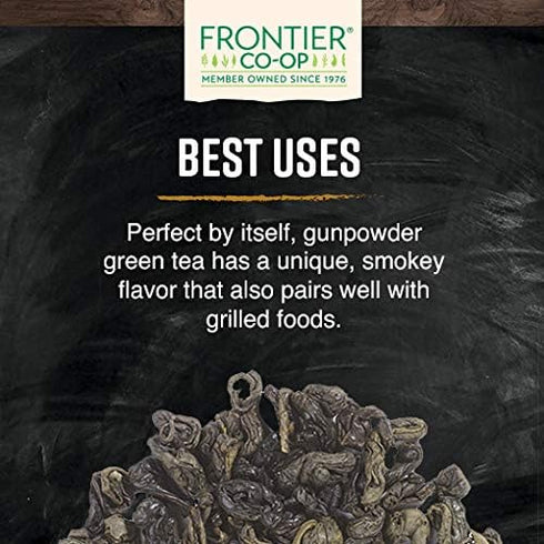 1-Pound Frontier Co-op Organic Gunpowder Green Tea Leaves, Bulk, Smokey Green Tea, Maintains Freshness, Kosher, Fair