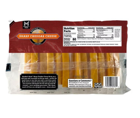 Generic 36 Sharp Cheddar Cheese Sticks, ct. (Made with milk from cows)