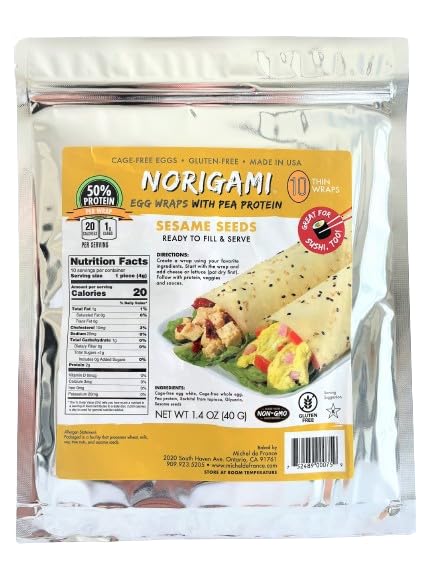 Norigami Egg Wraps Pea Protein - High Protein,Low Carb,Vegetarian Thin Healthy Wrap for