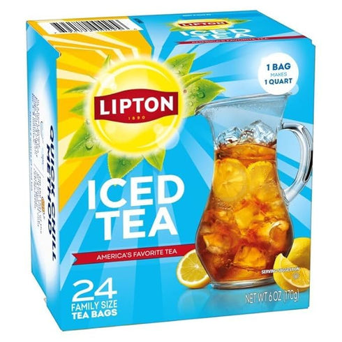 144 (24ct Pack 6) Lipton Unsweetened Iced Tea Bags, Family Size Zero Calories, Total Tea Bags