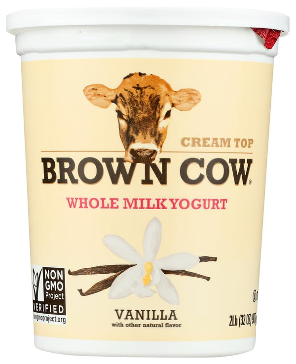 Brown Cow West Cream Top Whole Milk Vanilla Yogurt, 32 Ounce - 6 per