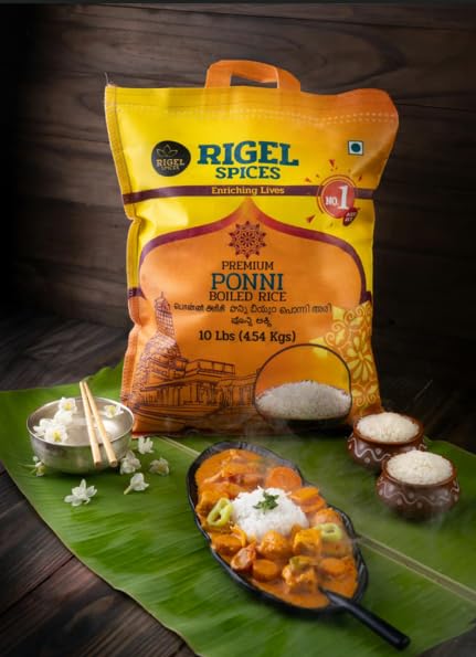 (1.81 Rigel Spices Premium Ponni Boiled Rice - Aged | Authentic South Indian Parboiled Rice for Fluffy & Nutritious