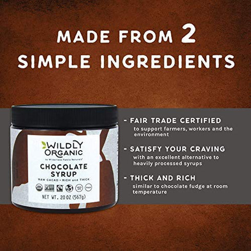 40 Oz 2 Wildly Organic Chocolate Syrup Glass Jar - Organic, Dairy-Free, Fair Trade, Non-GMO, Kosher, Vegan, Premium