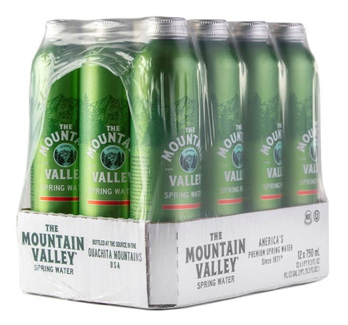 The Mountain Valley 750 mL 12pk he Mountain Valley Spring Water in Aluminum Can