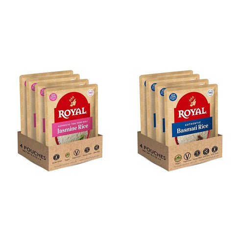 Royal Authentic - Ready To Heat Rice - White Jasmine, 4 Count &