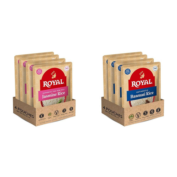 Royal Authentic - Ready To Heat Rice - White Jasmine, 4 Count &