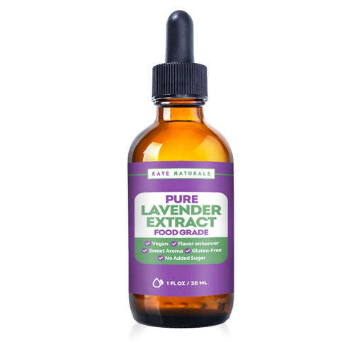 Kate Naturals Premium Lavender Extract - 1oz Food Grade Lavender Oil for Baking, Drinks & Coffee, Sugar Free