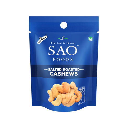 Stories & Ideas SAO Foods 3.5 oz Pack 10 Packs SAO Foods Salted & Roasted Cashews | of Small | Healthy Dry Fruit Snacks