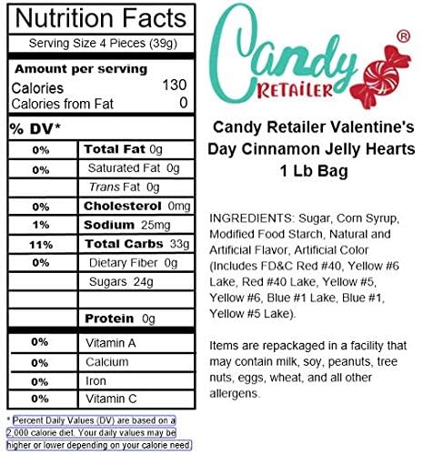 1 Lb Candy Retailer Cinnamon Jelly Hearts