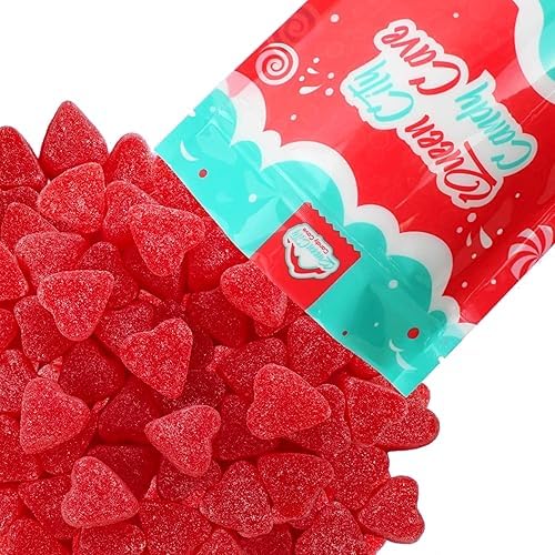 Sugar Dusted Sweet Cherry Candy Hearts - Red Cherry Jelly Hearts -