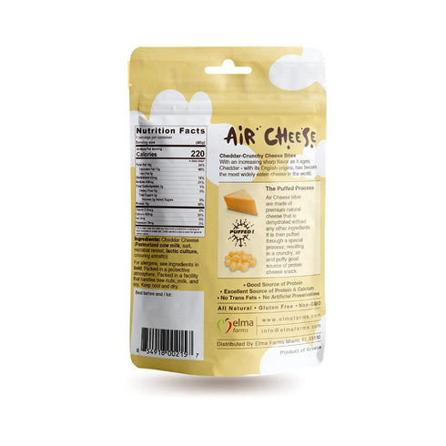 15g Pack 8 1.42 OZ Packs) AIR CHEESE Low Carb Keto Friendly Protein Puffs | Protein Per Serving | Crisp, Gluten Free