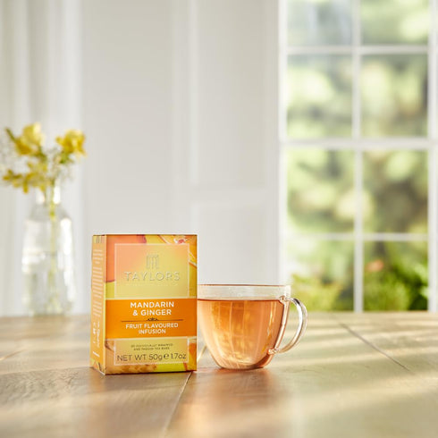 20 Count (Pack 1), 20 Taylors of Harrogate Mandarin & Ginger, Herbal Tea, Individually Wrapped Bags, of Zingy, Fragrant