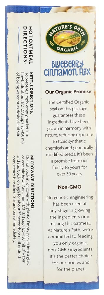 1.4 oz(Pack 1) Nature's Path Organic Instant Hot Oatmeal, Optimum Cinnamon, Blueberry, Flaxseed