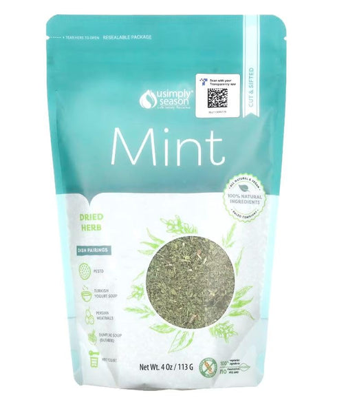 USimplySeason Dried Mint, 4oz - Cut & Sifted Spearmint for Teas & Culinary Use, Vegan