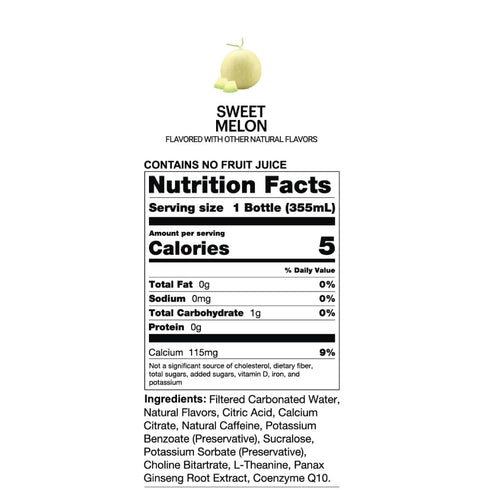 Summer 12 Pack, 142mg 5 12 oz UPTIME Energy Drink, Sweet Melon Sparkling, Vitamin C, L Theanine, Calcium, Sugar Free