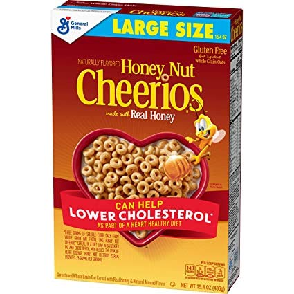 Honey Nut Cheerios Naturally Flavored Fiber-Rich Gluten-Free Real Honey Breakfast Cereal -