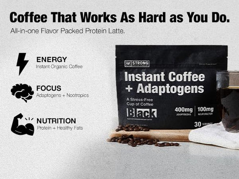 (1, 30 Strong Coffee Co. Instant Black Coffee | Premium Organic Coffee with Nootropics & Adaptogens, NeuroFactor