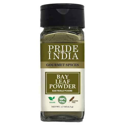 Pride of India – Bay Leaf Powder, Fresh & Authentic Ground Bay Leaf, Gourmet Spice for Seasoning Stews/Soups/Tea, 1.7