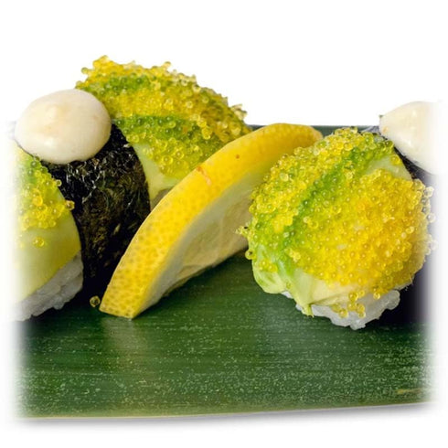 Hand-Packed 50g Genki Yuzu Tobiko Flying Fish Roe Caviar Wild-Caught Taiwan, Citrus-Infused Japanese Yuzu Flavor