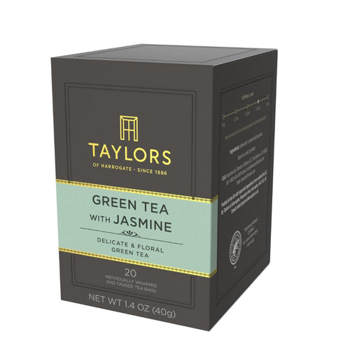 20 Count (Pack 1), 20 Taylors of Harrogate Green Tea with Jasmine, Individually Wrapped Bags, of Delicate, Floral