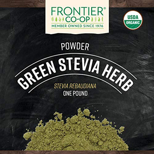 1lb 100% Frontier Co-op Stevia Herb Powder, Bulk Bag, Certified Organic | Pure Stevia Powder | Ideal for Baking