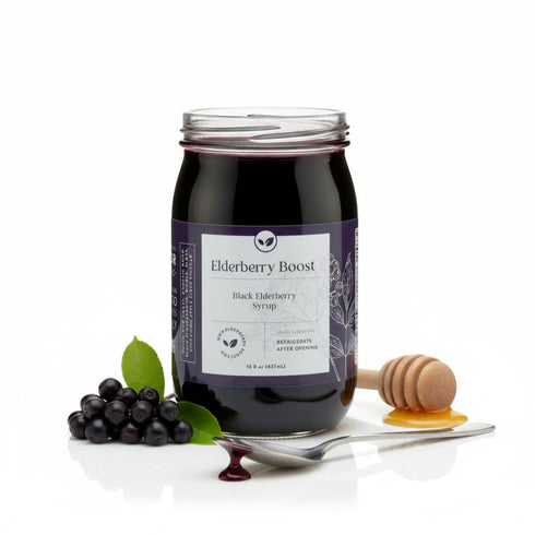 Elderberry Boost Immune Elderberry Syrup Made with Organic Elderberries & Raw Honey | All-Natural Support, Cold and Flu