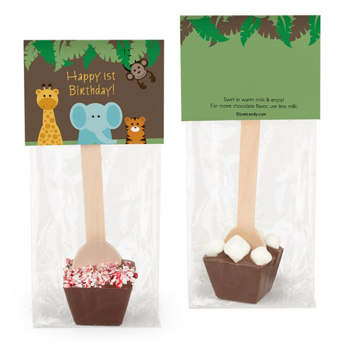 12 Pcs Birthday Hot Chocolate Spoons Gourmet Milk Chocolate Favors with Mini