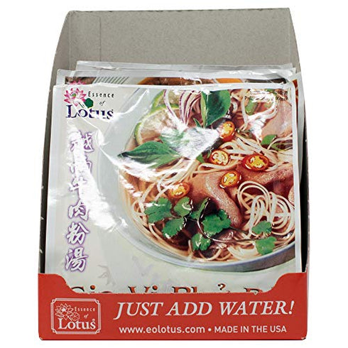 12-Pack) Essence of Lotus Instant Beef Pho Soup Mix Ready-to-Eat Flavorful, Restaurant-Quality Pho broth, Made in the