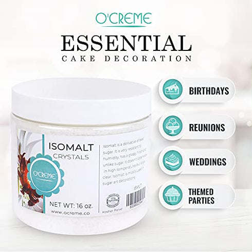 (1 LB) OCreme Isomalt Crystals - Sugar Substitute for Crafting Decorative Accents, Hard Candy, Fancy Crystals